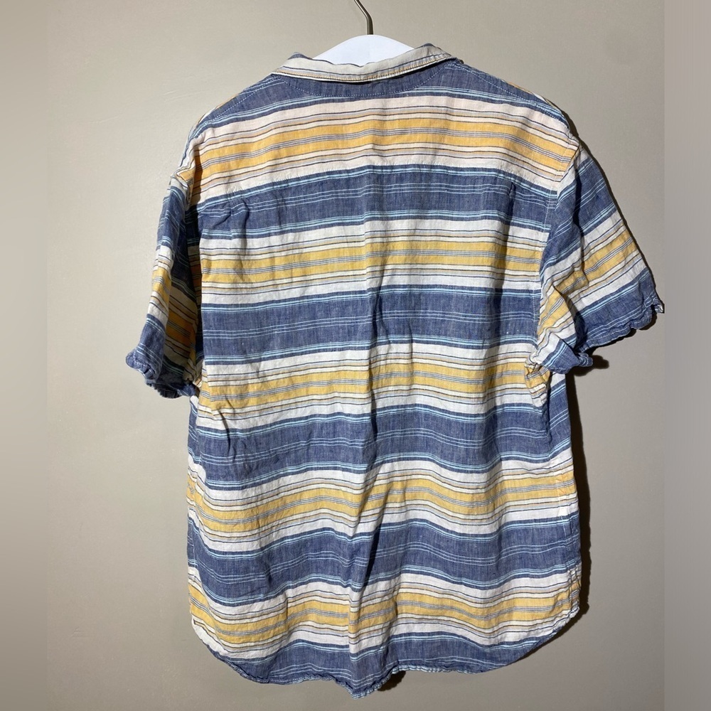 Tommy Bahama 100% linen striped blue shirt sleeve shirt, extra large - Picture 4 of 4